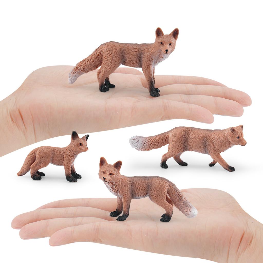Simulated Red Fox Firefox Fox Model 4 Forest Animal Sand Table Decorative Static Ornament Toy