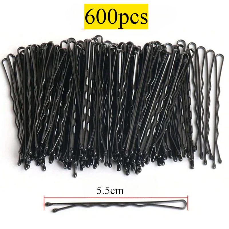 50-600pcs Black Straight Line Hair Clip U-shaped Needle Lady Hairpins Curly Wavy Grips Women Bobby Pins Styling Hair Accessories