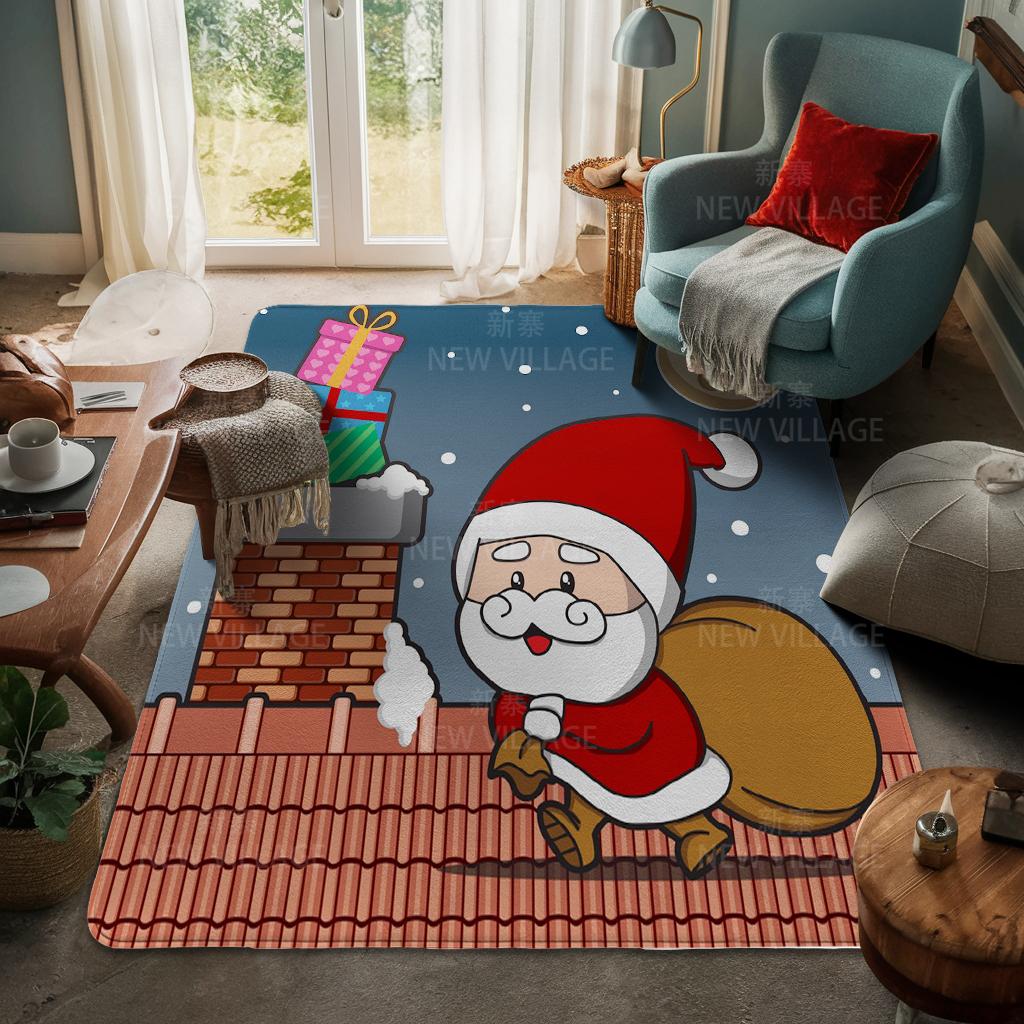House Entrance Carpet Home Door Mat Living Room Bath Foot Bathroom Non-slip Water Absorption Rugs Bath Merry Christmas Winter