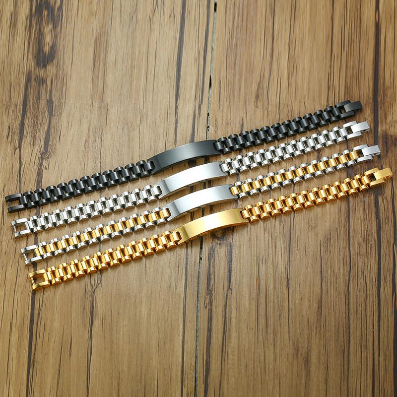 Personalized Stainless Steel Men Bracelet Bangle Engraved Fashion Custom ID Male Braslet Brazelaet Boy 7.7Inch 8.3Inch Dropship