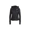 Solid Color Logo Print Full Zip Hooded Jacket Women Jackets Black HY2515