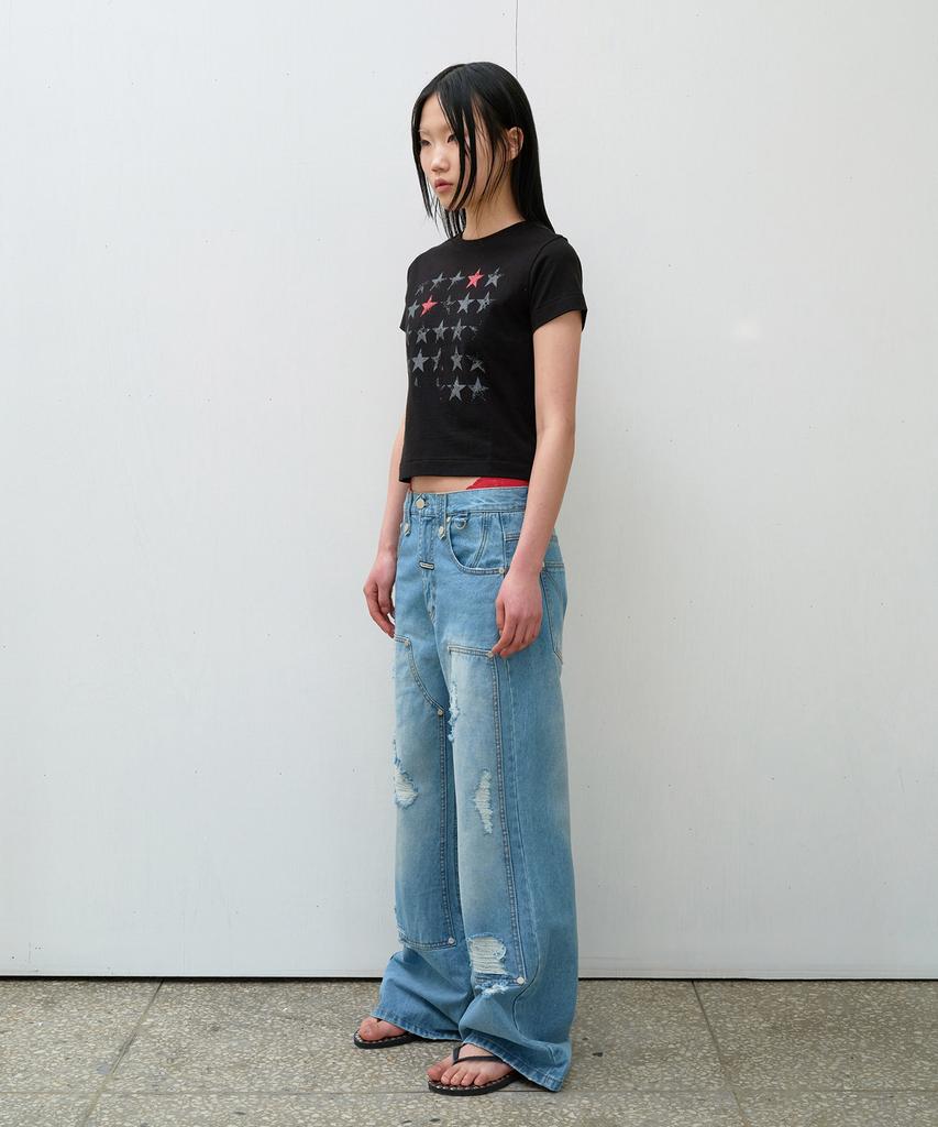 THEVINYLHOUSE Faded Star Tee Black
