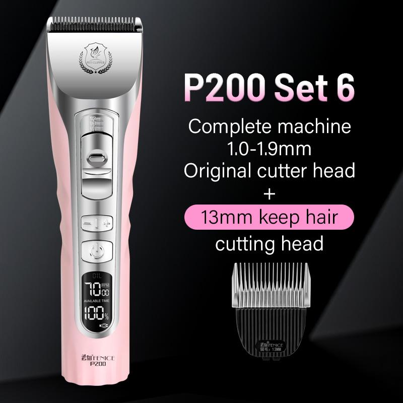 Fenice Sakura Pink Dog Hair Cutting Machine 5000mA Capacity LCD Screen Pet Dog Grooming Clipper Rechargeable Shaver Set2