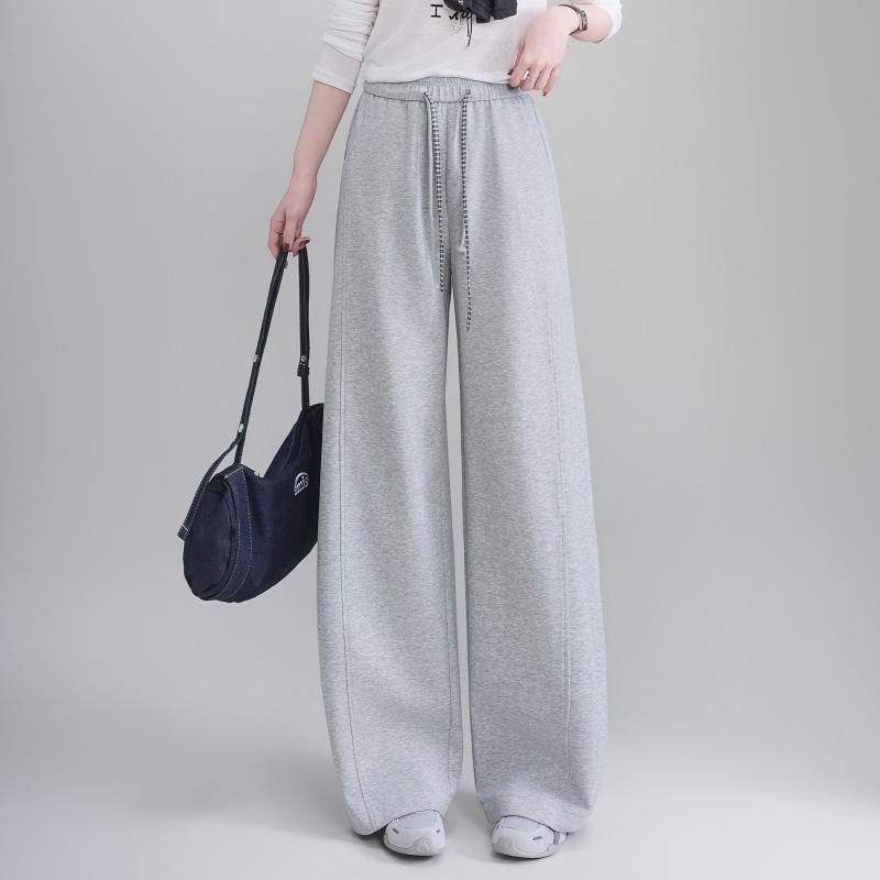 

Women s American-Style Wide Leg Sweatpants: Relaxed, Loose-Fit, Casual Drape for Spring/Autumn 2026 M (95-105 jin) серый