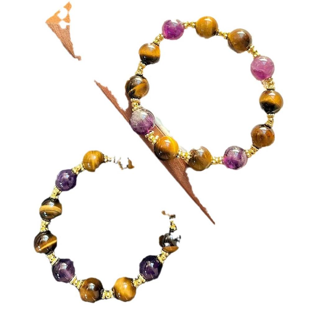 High Matching Retro High Quality Natural Tiger'S Eye Amethyst Mix And Match Design Bracelet Bracelet.