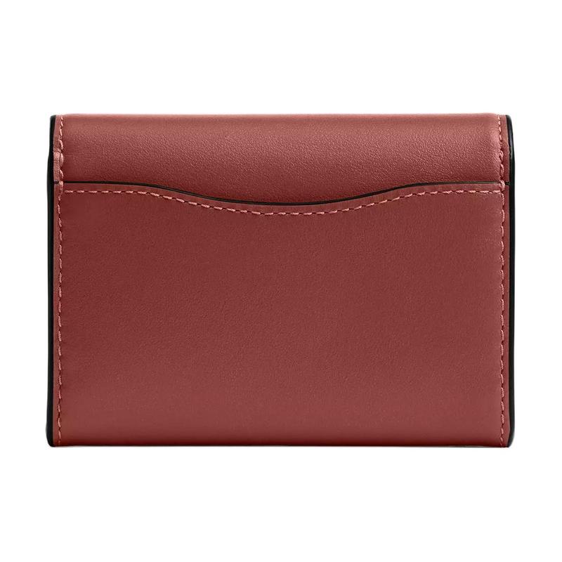 Coach Essential Etter Engraved Metal Accessories Calfskin Card Holder Women's Dark Peach Dark Peach Color
