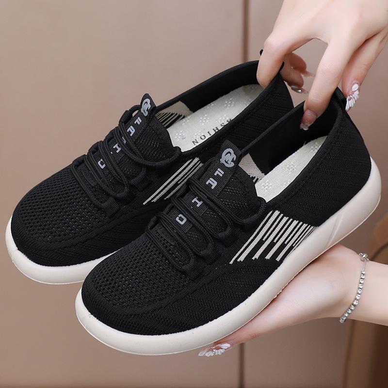 2025 Summer New Women's Traditional Cloth Shoes High Elastic Knitted Casual Walking Shoes Lightweight Travel Footwea