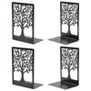 Decorative Bookend Set for Bookshelves, 2 Pairs of Black Metal Tree-shaped Bookends, Size: 7 X 4.7 X 3.5 Inches
