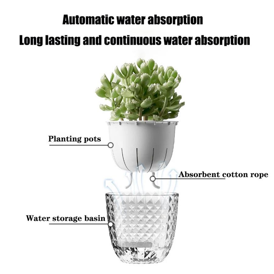 Self-Watering Plant Pots Self-Watering Pots,Double Layer Planter with Reservoir, Clear Flowerpot Decorative Pot for African