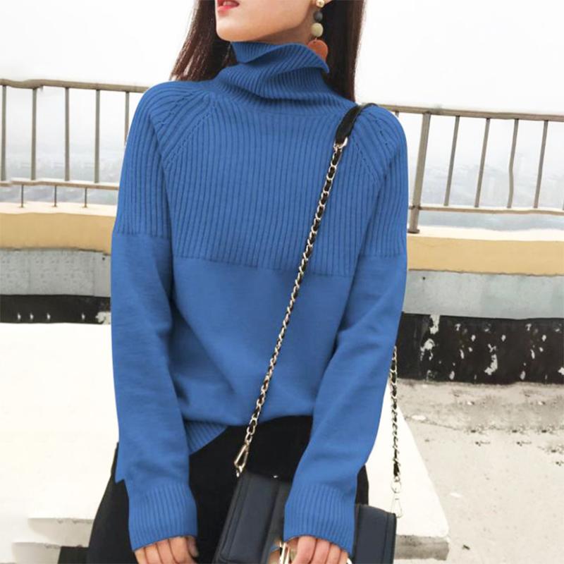 Cozy Women Sweater Turtleneck Knitting Pullovers Solid Warm Female Casual Attire