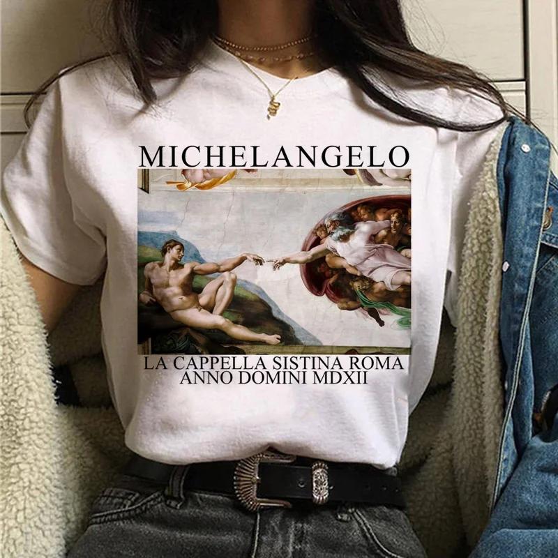 Vaporwave Michelangelo Tshirt Aesthetic T Shirt Women Fashion Harajuku Tshirt Casual Graphic T-shirt Tee Female Tops Tee Clothe