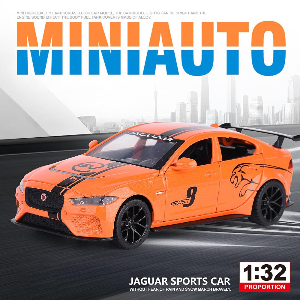 Maßstab 1:32 Jaguar Sport-Druckgussauto-Modellspielzeug, zurückziehbares Spielzeugfahrzeug mit Ton und Licht für Kinder, Kleinkinder, Jungen und Mädchen, Geschenkkollektion