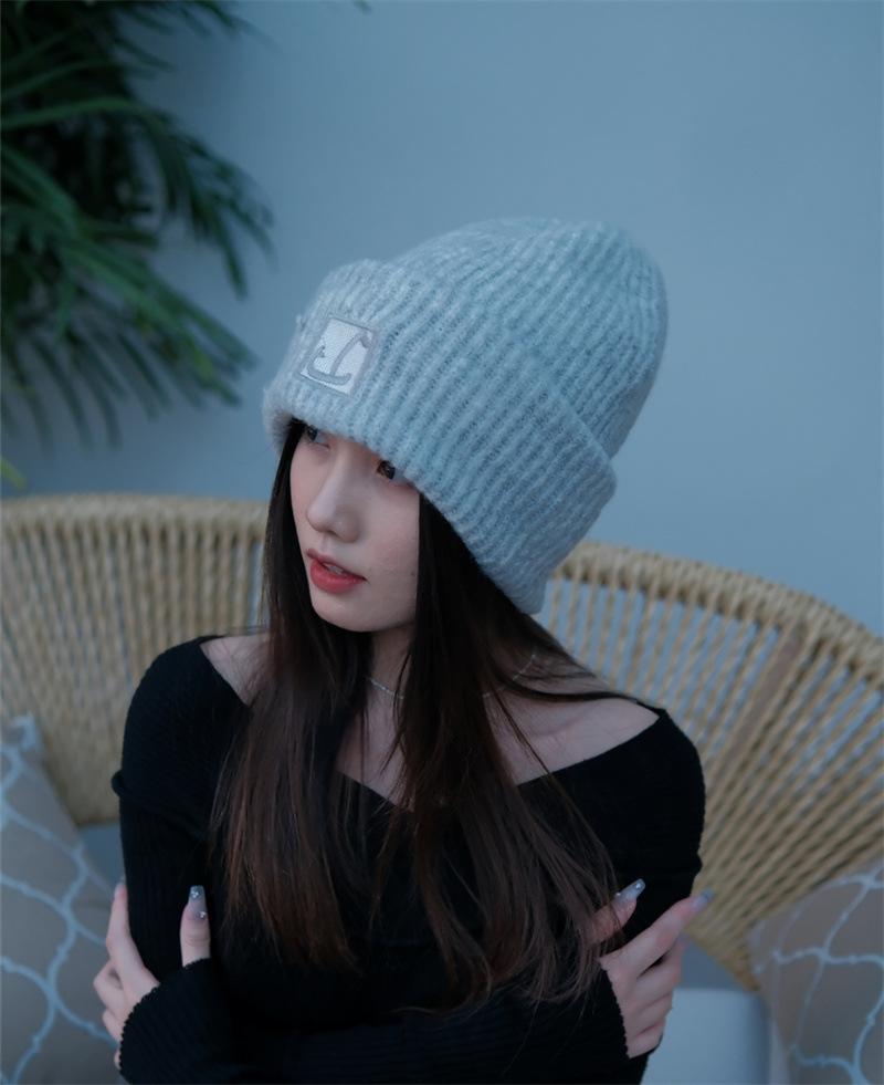 Women s 2025 new knitted wool hat, windproof and cold-proof ski couple cold hat, wool hat
