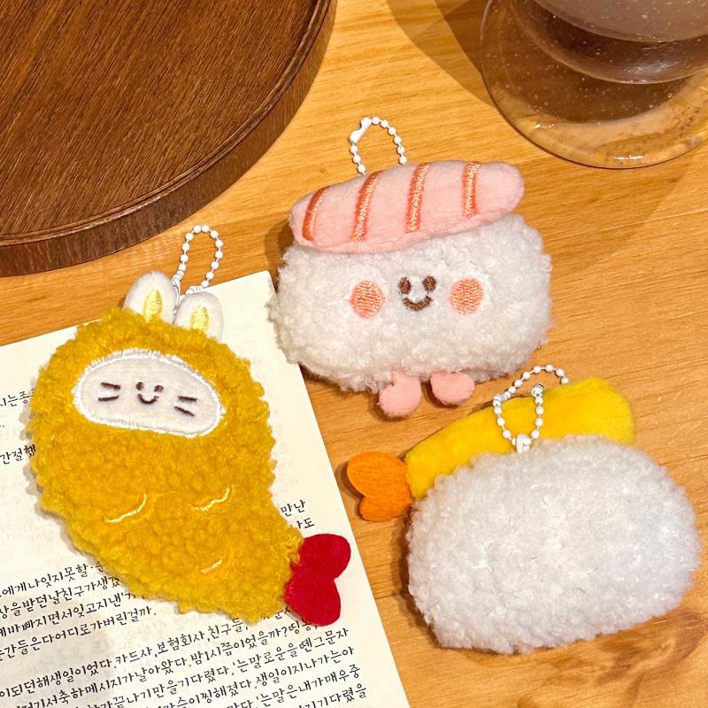 Cute Plush Delicious Food Keychain Sushi Hanging Ornaments Backpack Pendant Decoration Accessories Creative Doll Keyring Gift