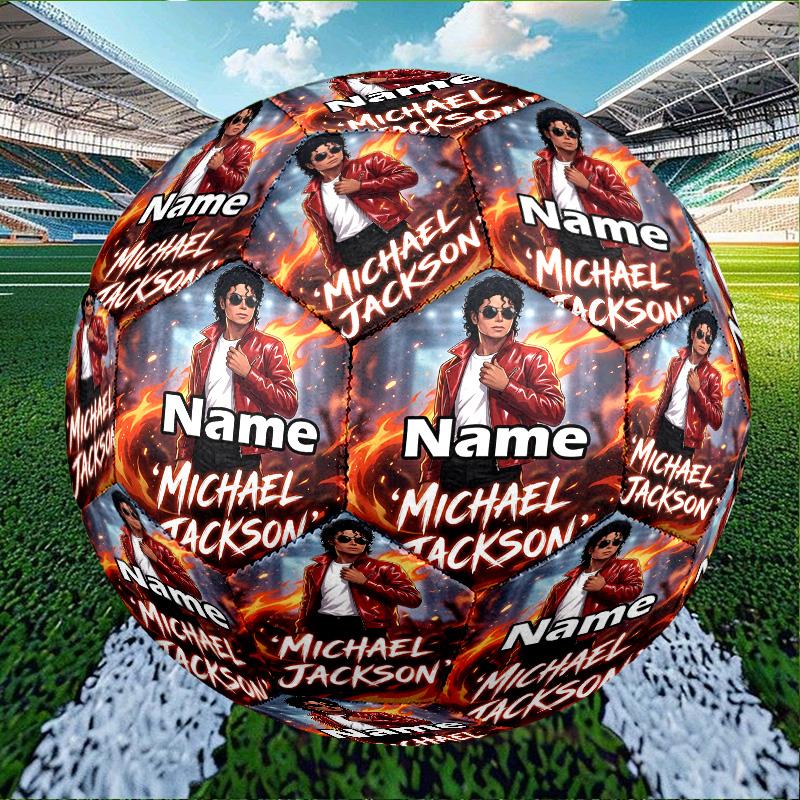 Custom Name Personalized Michael Jackson Print Size 5 Soccer Ball Training & Match Football, for Team, Kicking, Gift for Football