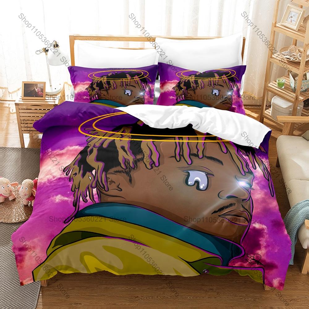 Cool Wrld Bedding Set Duvet Cover + 2 Pillowcases 999 Legends Never Die Hip Hop Rap Vintage Bedroom Emotional Rap Music Bed Line
