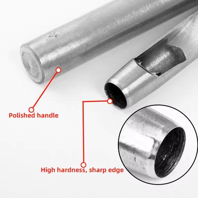 6 Stück Gemischte Größe Rundlochstanze Hohlschneider Set Los für Dichtung Gummi Lederhandwerk Gürtel Tasche Kleidung Hochharter Stahl