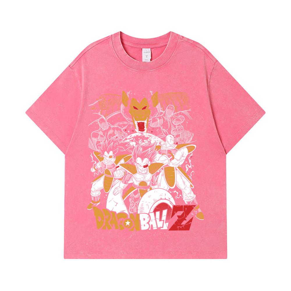 275 GSM Washed T-shirts 100% Cotton Dragon Ball V53 Vegeta Nappa Print Unisex Heavy Cotton T Shirt
