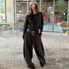 Fashionable Street Casual Shell Button Off-shoulder Long-sleeve High-stretch T-shirt