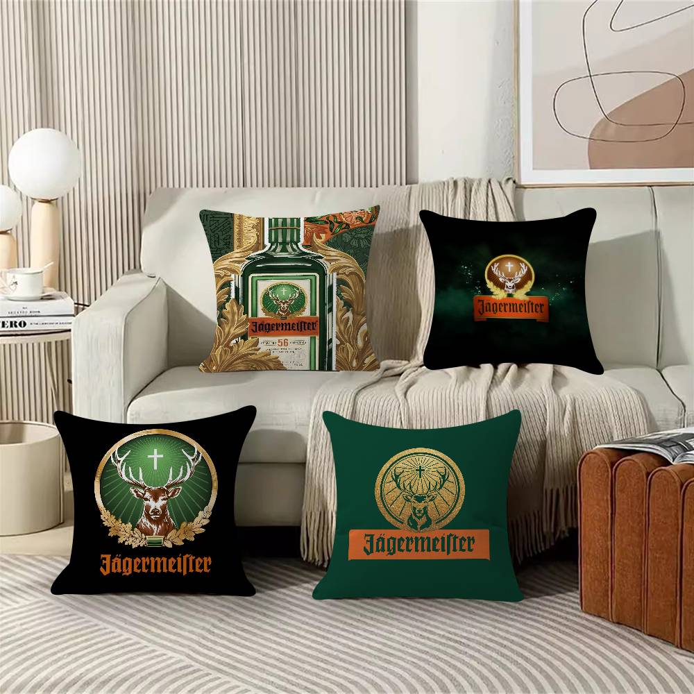 JJagermeister Logo Maple Design Cushion Cover Happy Autumn Harvest Decor Holiday Decorati Pillow Cover