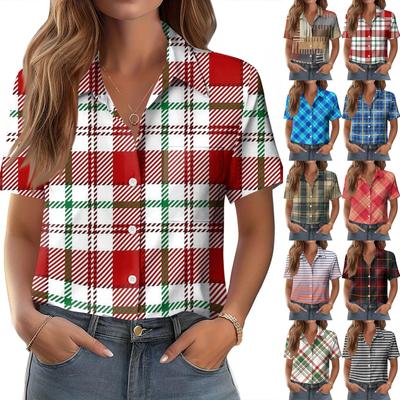 Women Blouses Short Sleeve Button Down Shirts Business Casual Dressy Work Tops Summer Spring Clothes