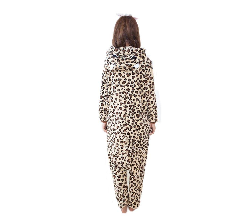 Leopard Kigurumi Pajamas for Adults, Loungewear, Animal Cosplay Costume, Halloween, Christmas, Unisex (Size M (159cm-168cm))
