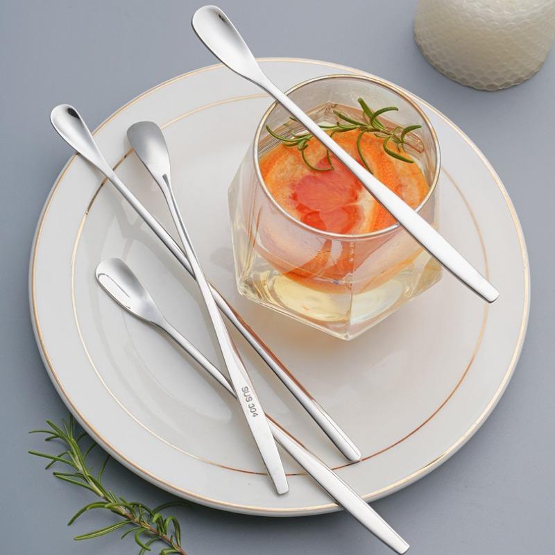 Long Handle Coffee Stirring Spoon Stainless Steel Bar Household Spoon Durable Ice Cream Cocktail Dessert Kitchen Tableware Spoon