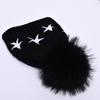 New five-pointed star rabbit velvet soft and comfortable double-layer warm wool hat soft waxy knitted hat