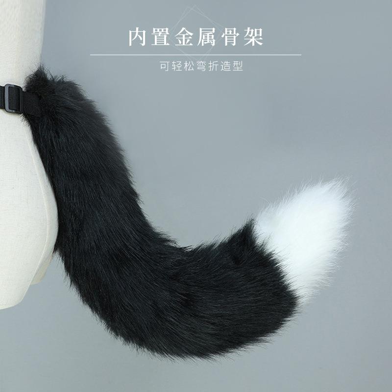 A plush fox ear fox tail cosplay accessories handmade imitation beast ear headband tail jewelry set