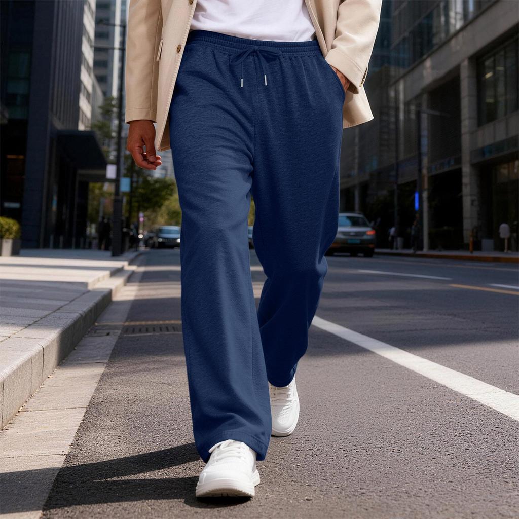 Men's Elastic Waist Drawstring Loose Casual Pants | Comfortable Relaxed-Fit Trousers For Daily & Weekend Wear