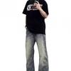 Mens Vintage Washed Denim Jeans Straight Fit Cotton Trousers Fall Casual Wear
