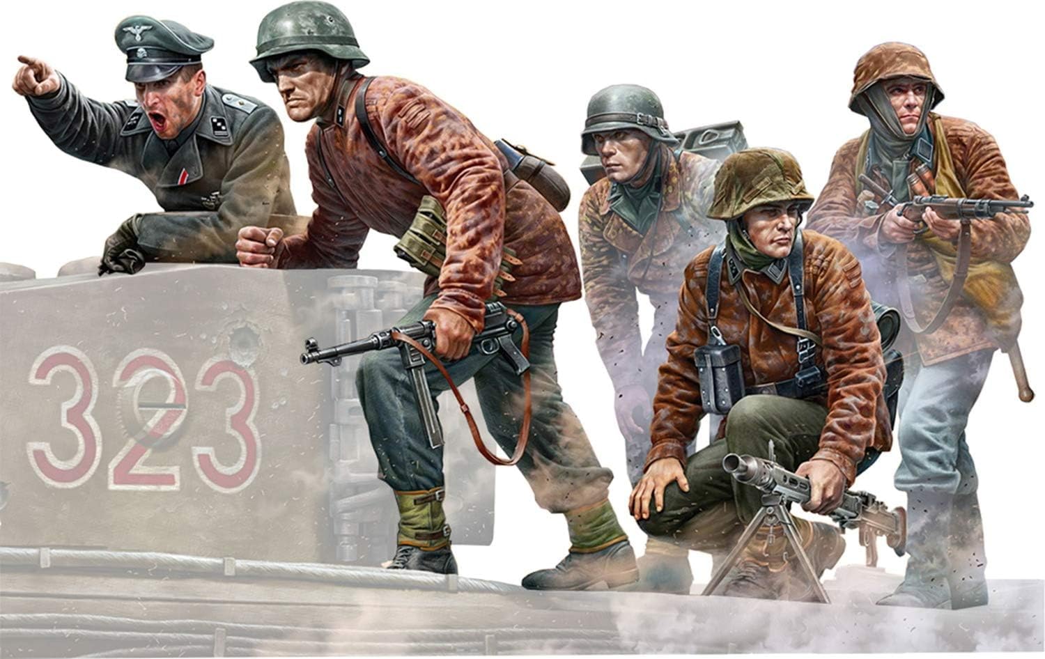 

Master Box Німецький танковий командир 4 піхотинці Гарматна установка є Над Пластикова модель MB35218 1/35 + 1944-45 Ось воно!