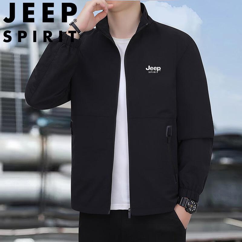 JEEP SPIRIT Men's Stand Collar Solid Casual Jacket