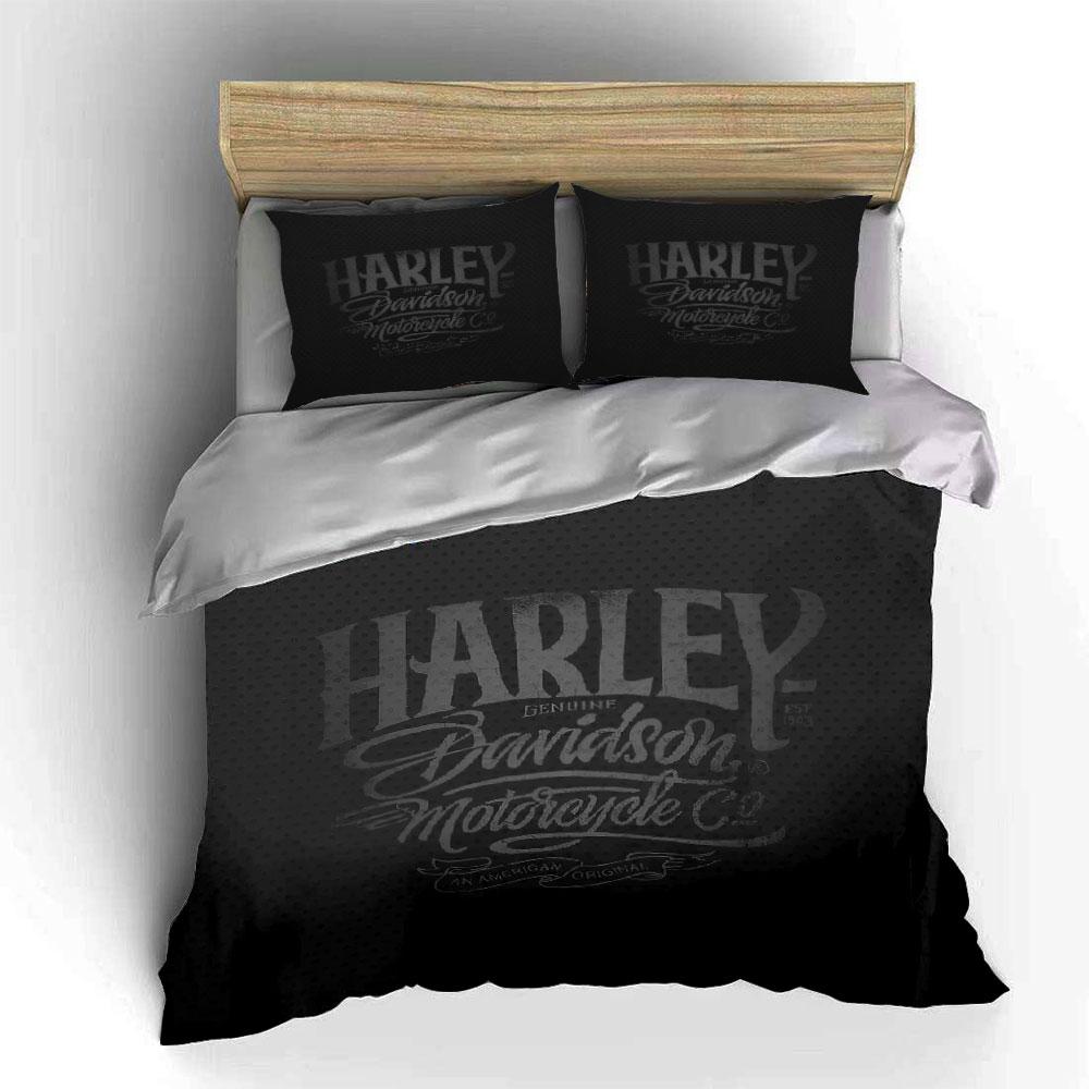Set Biancheria da Letto Stile Harley Nero Set Copripiumino Copripiumino Federe (1 * Copripiumino 2 * Federe, senza piumino)