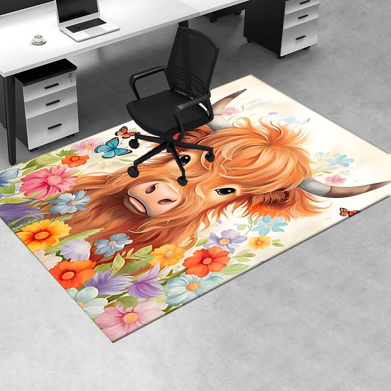 Highland Bull Chair Mat: Office Carpet Oversized Rug for Home Decor, Sofa Mat, Desk Pad, Gift Idea for Bedroom, Living Room & Any Room