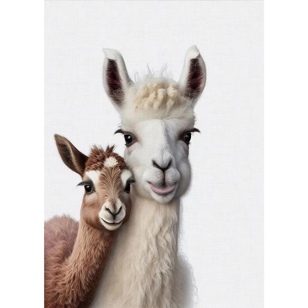 Animal and Their Cute Baby Poster Lion Elephant Koala Bear Owl Fox Canvas Painting Wall Art Pictures for Nursery Baby Room Decor