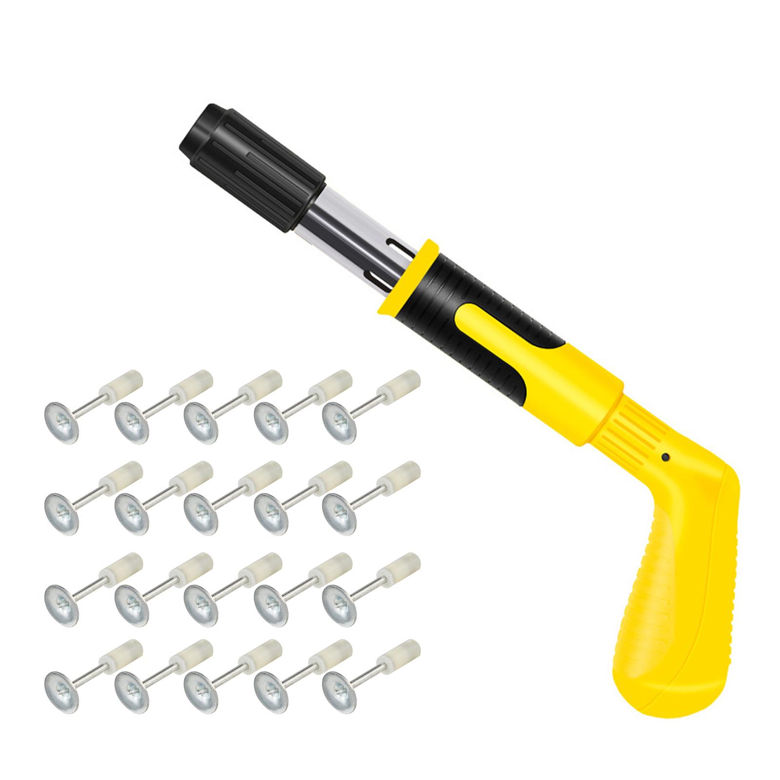 Kit di attrezzi per fissaggio a parete per chiodi Pistola per chiodatura manuale portatile Macchina per sparare chiodi in acciaio a basso rumore per 20 Nails giallo