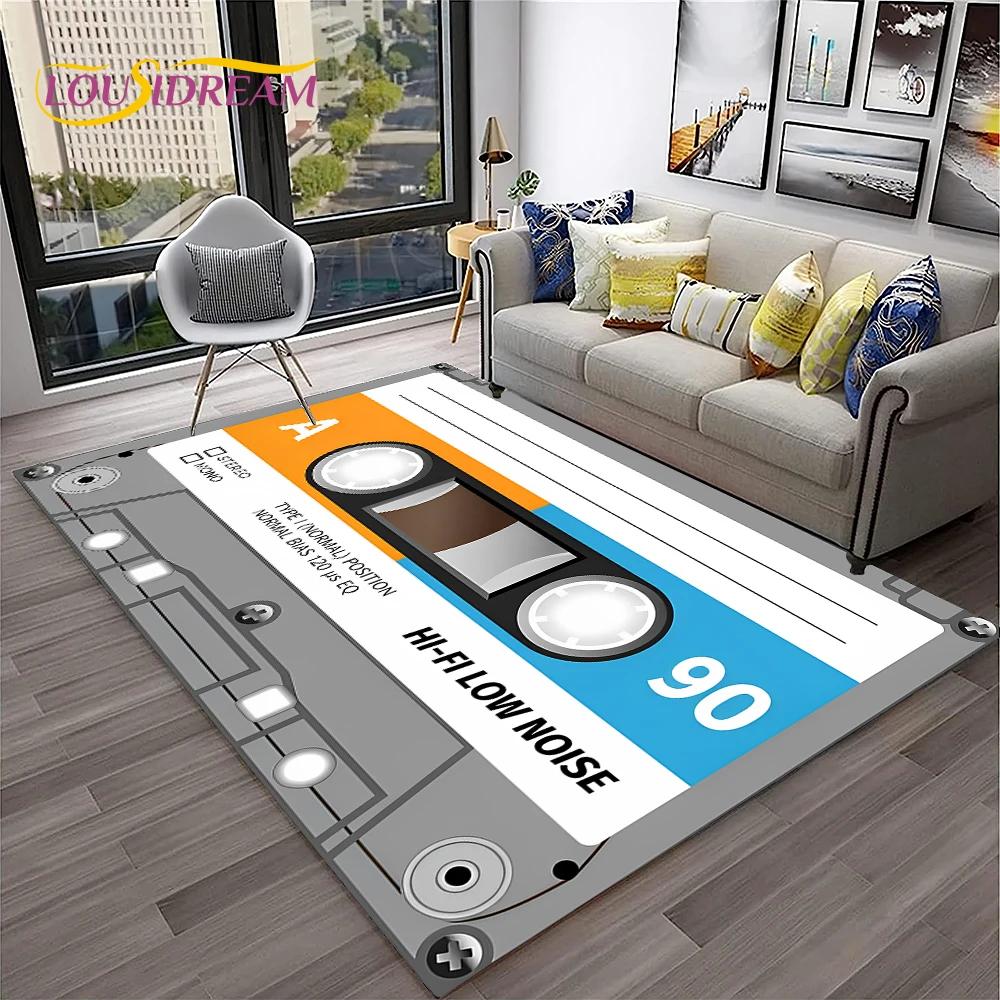 Retro Music Cassette Tape Pattern 3D Carpet Rug for Home Living Room Bedroom Sofa Doormat Decor,kids Area Rug Non-slip Floor Mat