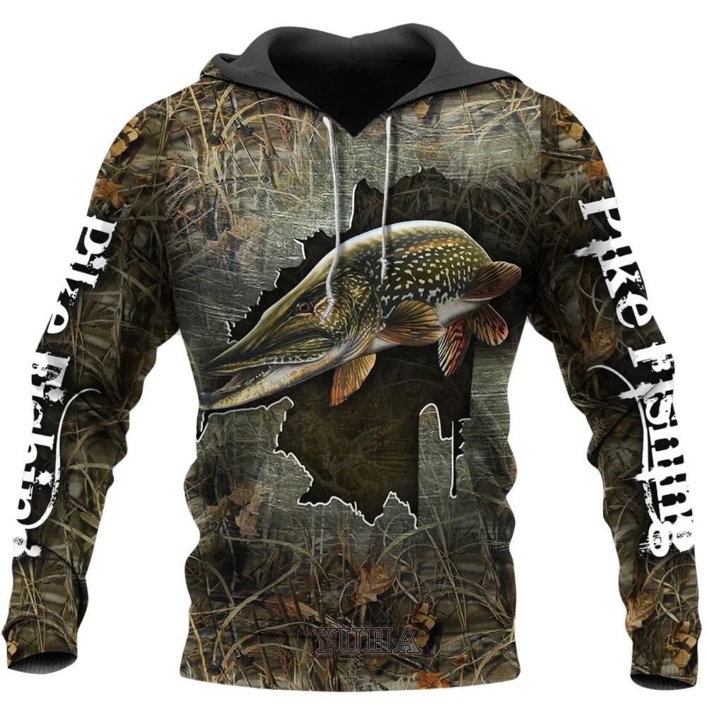 Felpe Animal Fisher Marlin Tuta da Uomo Felpe con Cappuccio Mimetiche da Pesca Per Uomo Moda Streetwear Harajuku Y2k Pullover con Stampa 3D
