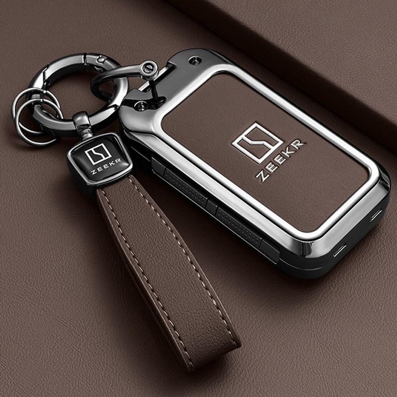 Zinc Alloy Car Key Case For Zeekr 8X  9X  Keychain Remote Protection Cover Shell Housing Ring Holder Fob Accessories