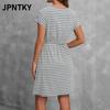JPNTKY Women's Fashion Summer Spring Short Sleeve O-Neck Casual Dresses