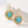 Elegante Vintage Turquoise Vergulde Hangende Oorbellen voor Dames Sieraden Accessoires Prachtige Exquise Banket Geschenken