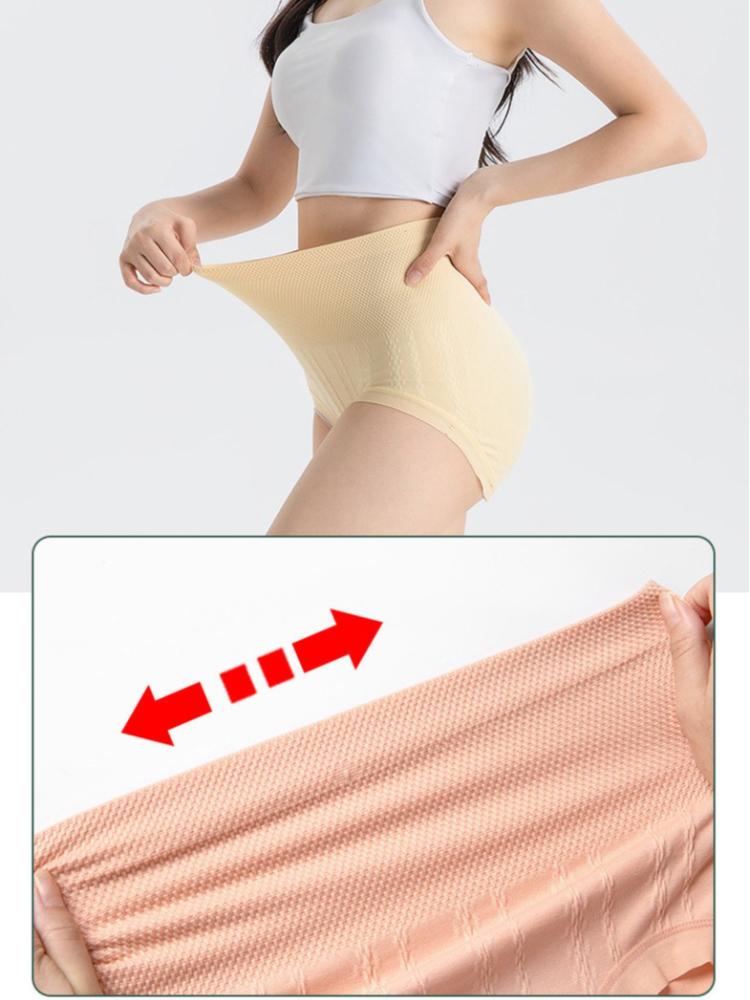 1Pc High-Waisted, Tummy-Control, Hip-Lifting, Shaping Cotton Briefs, Plus Size, Seamless Women's Underwear