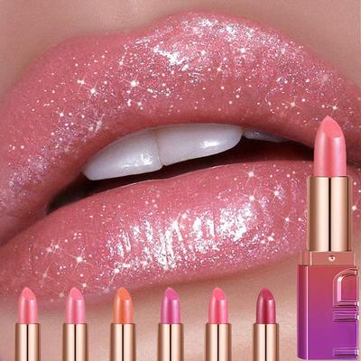 Shimmery Pearl Glossy Lipstick Gold Sparkles Ultra Pigmented Metallic Lip Tint Diamond Glam Luxury Bold Glitter Lip Makeup