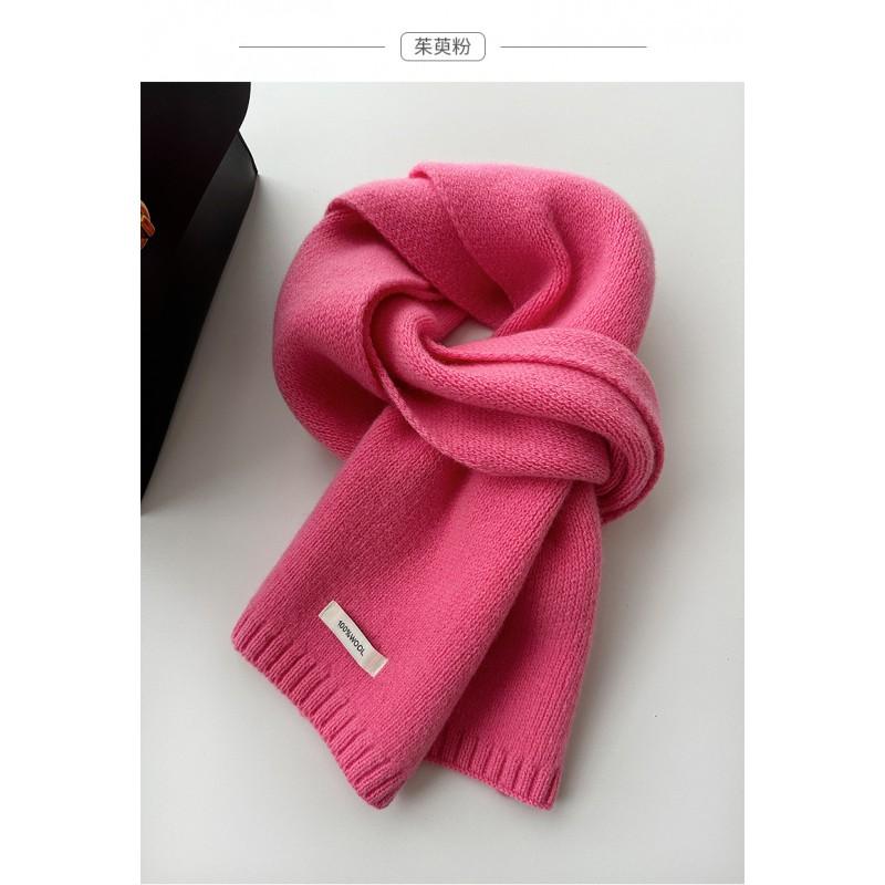 Winter 100% Pure Wool Scarf Solid Color Warm Knit Neckwear Couples Women