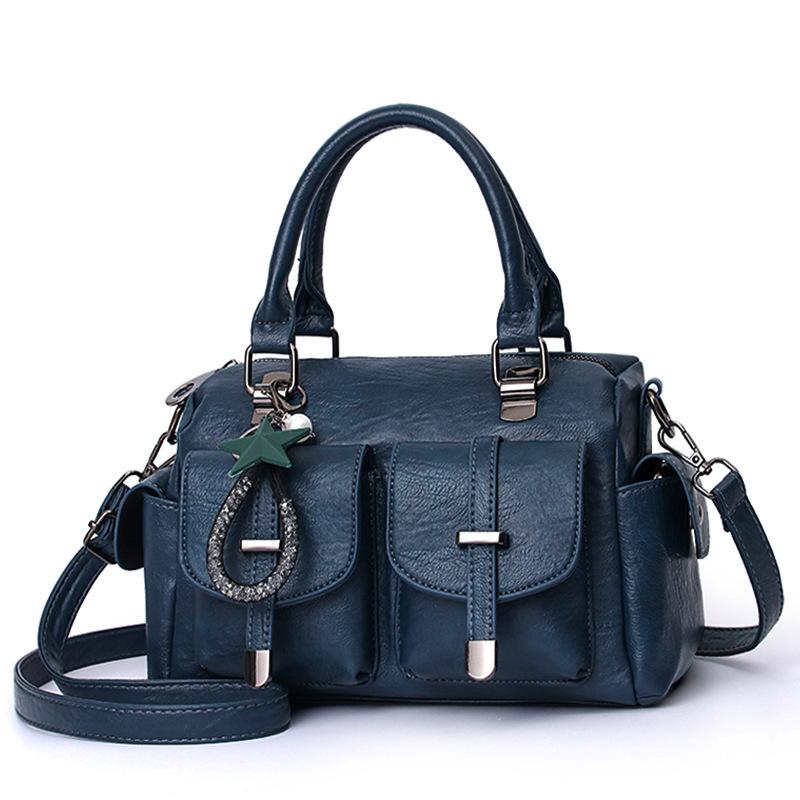New Solid Color Tassel Women Bag,Large Capacity Soft Leather Shoulder Crossbody Bag
