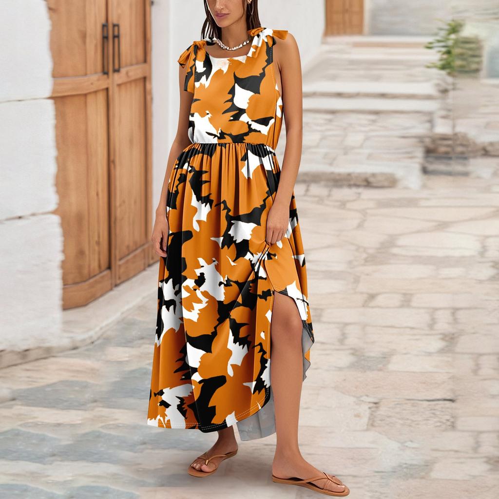 Women's Summer Fashion Tank Dress A-Line Sleeveless Casual Floral/Solid Pocket Dress