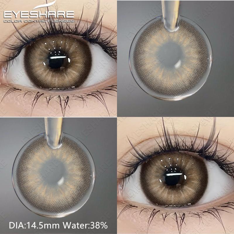 EYESHARE 1 Pair Natural Color Contact Lenses Sweet Big Eyes Brown Gray Yearly Easy To Wear