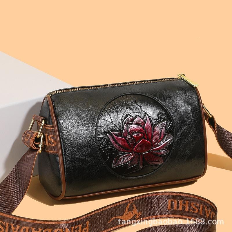 Fashion Fashion Flower Women's Bag Shoulder Bag New Boston Small Bag China-Chic Leisure Crossbody Bag