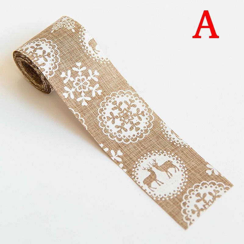 1Pcs 5*200cm Snowflake Deer Burlap Ribbon Christmas Tree Ornament Xmas Decor Home Wedding Party LS